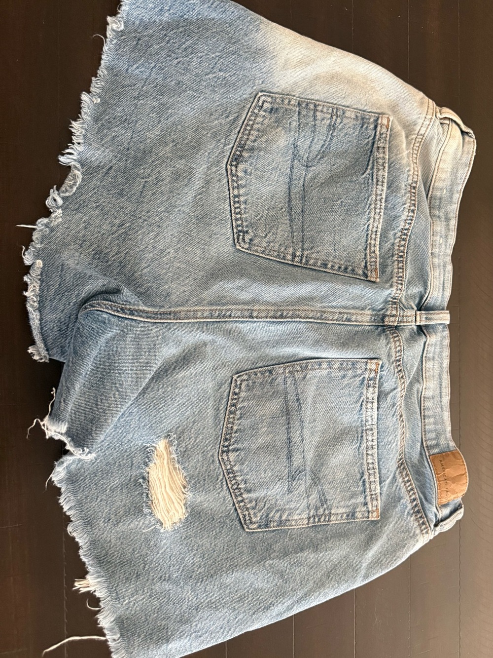 American Eagle Outfitters Light Wash Ripped Denim Shorts - Picture 3 of 3